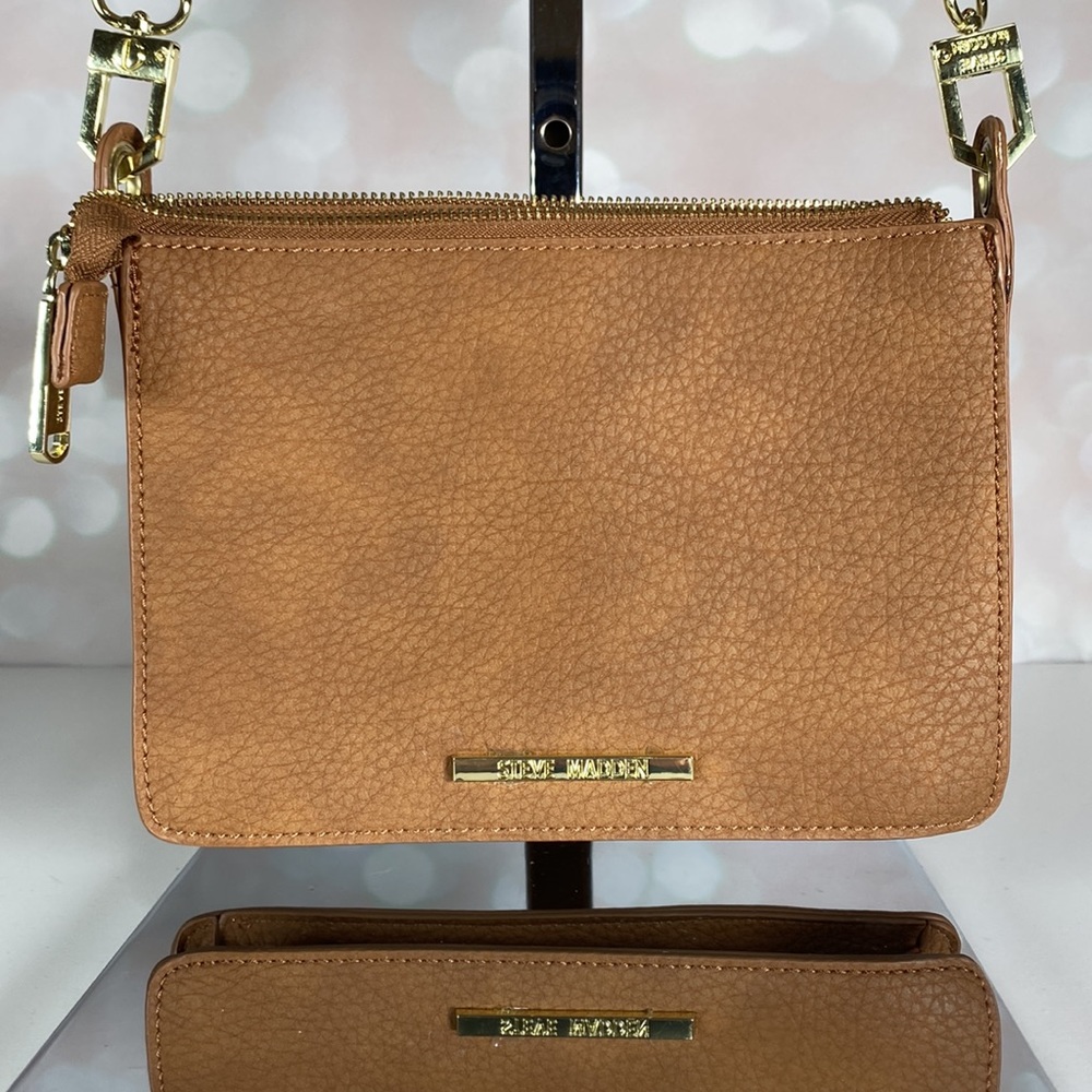 STEVE MADDEN Tan Faux Leather Studded Crossbody - Picture 8 of 11